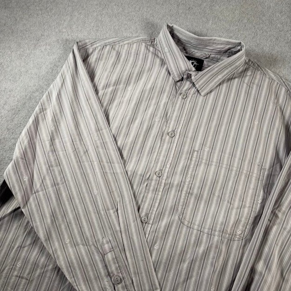 Vans Rowan Zorilla Button Down Shirt Mens M Grey Striped Long Sleeve NWT Logo